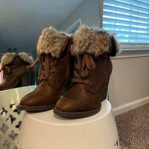 Charlotte Russe Brown Fur Boots Size 7